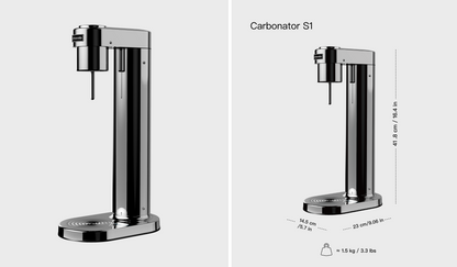 Dimension drawing of the Hathasoda S1: 16.4 in tall, 9.06 in deep, 5.7 in wide, 3.3 lb